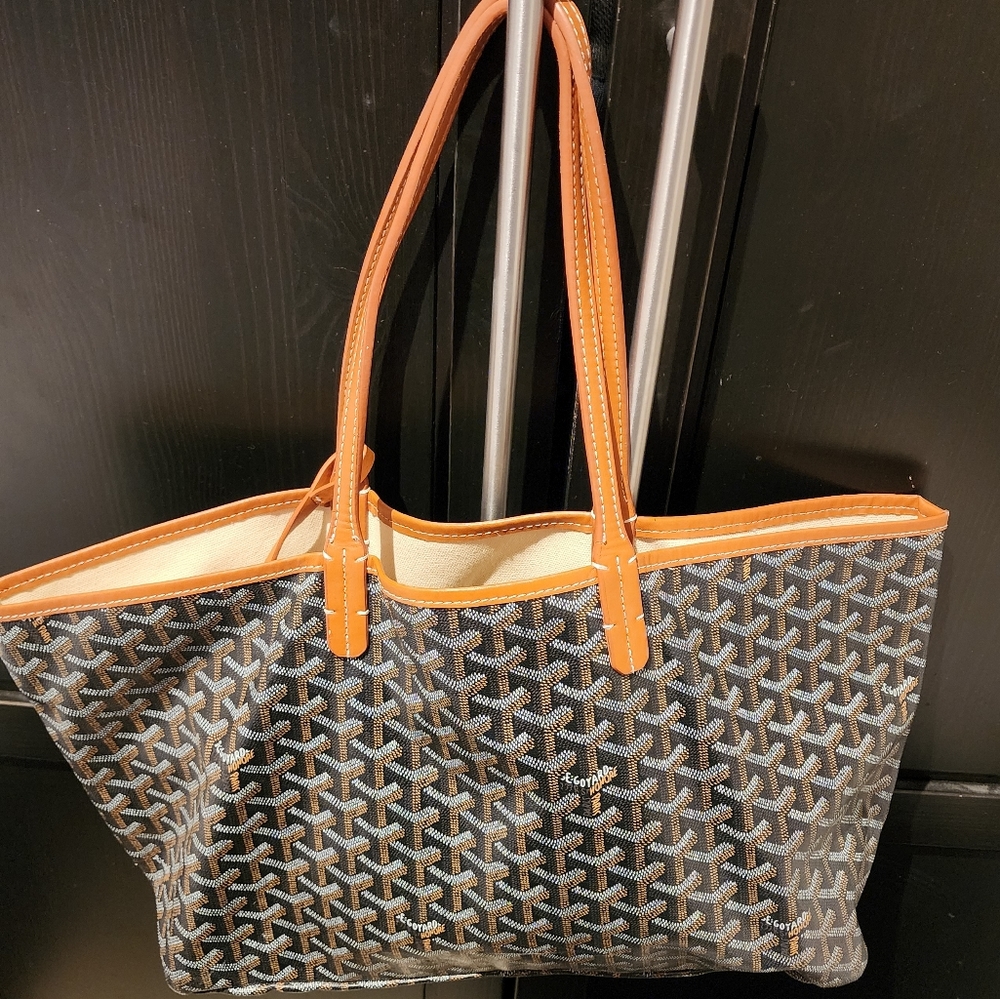 Goyard Saint Louis Black with Tan GM tote bag purse